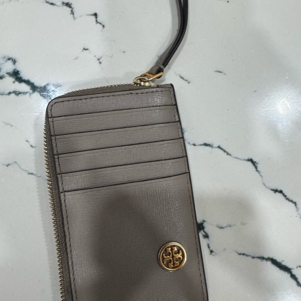 Tory Burch Taupe Key & Card Holder